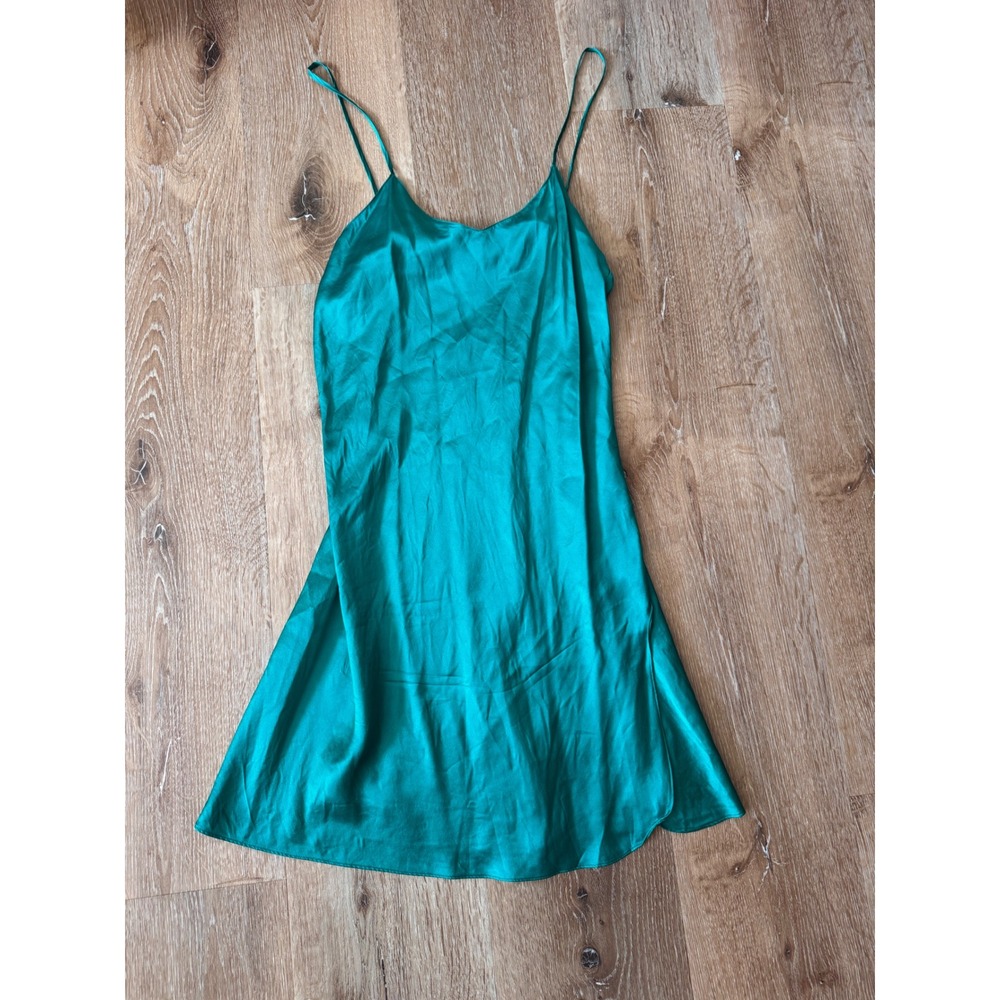 Lasore Green Silk Slip‎ Vintage Dress Size M